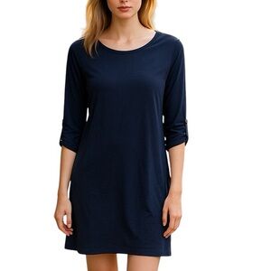 Lilly Pultizer Sz S Navy Blue Three Quarter Sleeves T-Shirt Cotton Dress | GUC